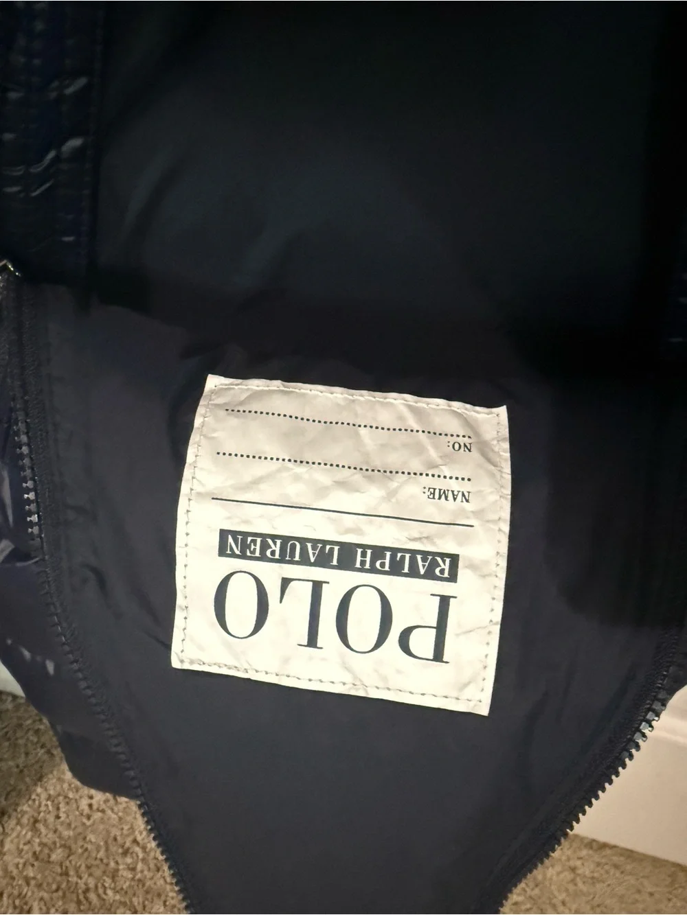 Ralph Lauren Navy Quilted Puffer Baby One-Piece Snowsuit